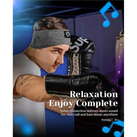 Gray Sleeping Headphones‎ Bluetooth Headband, Soft Long Time Play Headset - Picture 5 of 6